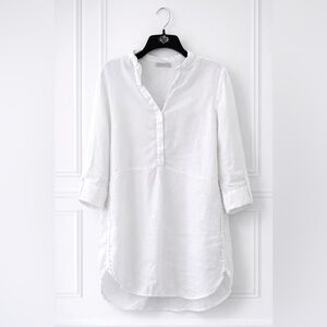 Laura Bianchi  White Linen Button Front Blouse Size L